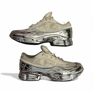 Raf Simons Cream and Silver Athletic Shoes
